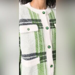 INDUSTRY GREEN Plaid Button-Up Women Sweater XS